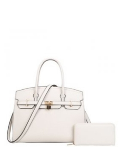 2in1 Fashion Padlock Satchel Bag AM-8927 WHITE